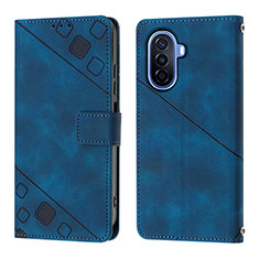 Funda de Cuero Cartera con Soporte Carcasa Y01B para Huawei Nova Y70 Plus Azul