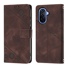 Funda de Cuero Cartera con Soporte Carcasa Y01B para Huawei Nova Y70 Plus Marron