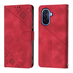 Funda de Cuero Cartera con Soporte Carcasa Y01B para Huawei Nova Y70 Plus Rojo