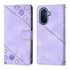 Funda de Cuero Cartera con Soporte Carcasa Y01B para Huawei Nova Y71 Morado