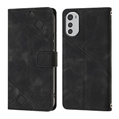 Funda de Cuero Cartera con Soporte Carcasa Y01B para Motorola Moto E32 Negro