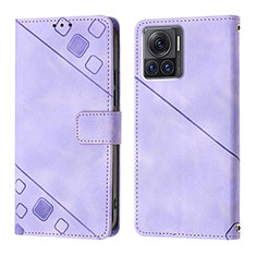 Funda de Cuero Cartera con Soporte Carcasa Y01B para Motorola Moto Edge 30 Ultra 5G Morado