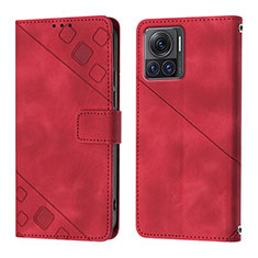 Funda de Cuero Cartera con Soporte Carcasa Y01B para Motorola Moto Edge 30 Ultra 5G Rojo