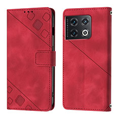 Funda de Cuero Cartera con Soporte Carcasa Y01B para OnePlus 10 Pro 5G Rojo