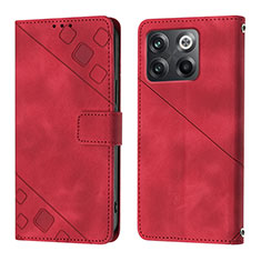 Funda de Cuero Cartera con Soporte Carcasa Y01B para OnePlus 10T 5G Rojo