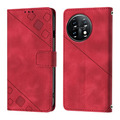 Funda de Cuero Cartera con Soporte Carcasa Y01B para OnePlus 11 5G Rojo