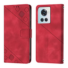 Funda de Cuero Cartera con Soporte Carcasa Y01B para OnePlus Ace 5G Rojo