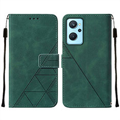 Funda de Cuero Cartera con Soporte Carcasa Y01B para Oppo A96 4G Verde