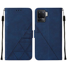 Funda de Cuero Cartera con Soporte Carcasa Y01B para Oppo F19 Pro Azul