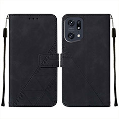 Funda de Cuero Cartera con Soporte Carcasa Y01B para Oppo Find X5 Pro 5G Negro