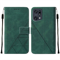 Funda de Cuero Cartera con Soporte Carcasa Y01B para Oppo Find X5 Pro 5G Verde