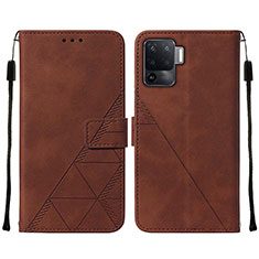 Funda de Cuero Cartera con Soporte Carcasa Y01B para Oppo Reno5 F Marron