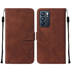 Funda de Cuero Cartera con Soporte Carcasa Y01B para Oppo Reno6 5G Marron