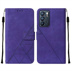 Funda de Cuero Cartera con Soporte Carcasa Y01B para Oppo Reno6 5G Morado