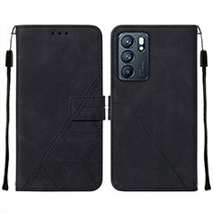 Funda de Cuero Cartera con Soporte Carcasa Y01B para Oppo Reno6 5G Negro