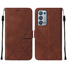 Funda de Cuero Cartera con Soporte Carcasa Y01B para Oppo Reno6 Pro 5G Marron