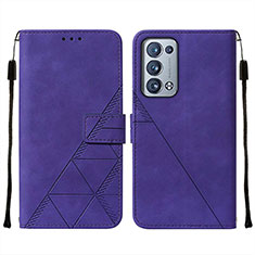 Funda de Cuero Cartera con Soporte Carcasa Y01B para Oppo Reno6 Pro+ Plus 5G Morado