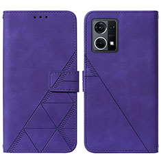 Funda de Cuero Cartera con Soporte Carcasa Y01B para Oppo Reno7 4G Morado