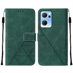 Funda de Cuero Cartera con Soporte Carcasa Y01B para Oppo Reno7 5G Verde