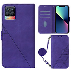 Funda de Cuero Cartera con Soporte Carcasa Y01B para Realme 8 4G Morado