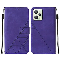 Funda de Cuero Cartera con Soporte Carcasa Y01B para Realme C35 Morado