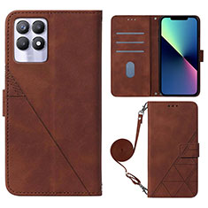 Funda de Cuero Cartera con Soporte Carcasa Y01B para Realme Narzo 50 4G Marron