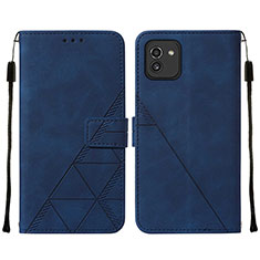 Funda de Cuero Cartera con Soporte Carcasa Y01B para Samsung Galaxy A03 Azul