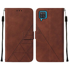 Funda de Cuero Cartera con Soporte Carcasa Y01B para Samsung Galaxy A12 5G Marron