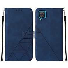 Funda de Cuero Cartera con Soporte Carcasa Y01B para Samsung Galaxy A12 Azul