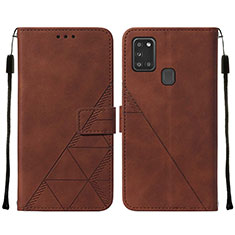 Funda de Cuero Cartera con Soporte Carcasa Y01B para Samsung Galaxy A21s Marron