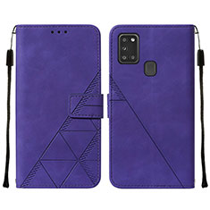 Funda de Cuero Cartera con Soporte Carcasa Y01B para Samsung Galaxy A21s Morado