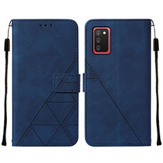 Funda de Cuero Cartera con Soporte Carcasa Y01B para Samsung Galaxy F02S SM-E025F Azul