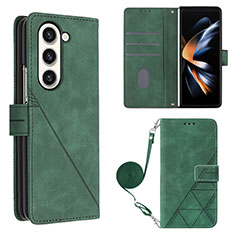 Funda de Cuero Cartera con Soporte Carcasa Y01B para Samsung Galaxy Z Fold5 5G Verde