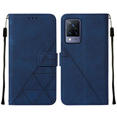 Funda de Cuero Cartera con Soporte Carcasa Y01B para Vivo V21 5G Azul