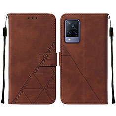 Funda de Cuero Cartera con Soporte Carcasa Y01B para Vivo V21 5G Marron