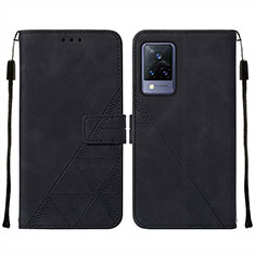 Funda de Cuero Cartera con Soporte Carcasa Y01B para Vivo V21 5G Negro