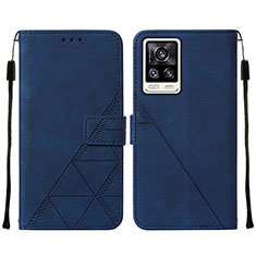 Funda de Cuero Cartera con Soporte Carcasa Y01B para Vivo V21e 4G Azul