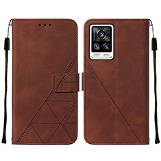 Funda de Cuero Cartera con Soporte Carcasa Y01B para Vivo V21e 4G Marron