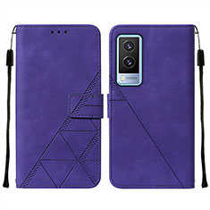 Funda de Cuero Cartera con Soporte Carcasa Y01B para Vivo V21e 5G Morado