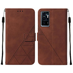 Funda de Cuero Cartera con Soporte Carcasa Y01B para Vivo V23e 5G Marron