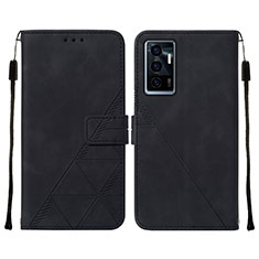 Funda de Cuero Cartera con Soporte Carcasa Y01B para Vivo V23e 5G Negro