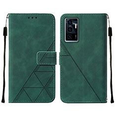 Funda de Cuero Cartera con Soporte Carcasa Y01B para Vivo V23e 5G Verde