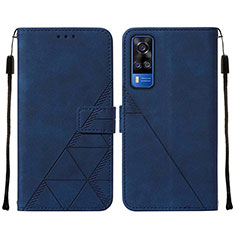 Funda de Cuero Cartera con Soporte Carcasa Y01B para Vivo Y53s 4G Azul