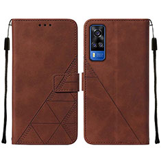 Funda de Cuero Cartera con Soporte Carcasa Y01B para Vivo Y53s 4G Marron