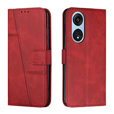 Funda de Cuero Cartera con Soporte Carcasa Y01X para Huawei Honor X5 Plus Rojo