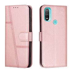 Funda de Cuero Cartera con Soporte Carcasa Y01X para Motorola Moto E20 Oro Rosa