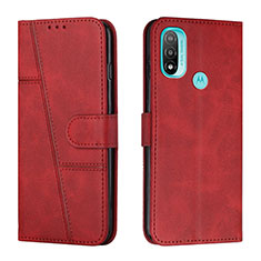 Funda de Cuero Cartera con Soporte Carcasa Y01X para Motorola Moto E20 Rojo