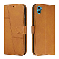 Funda de Cuero Cartera con Soporte Carcasa Y01X para Motorola Moto E32 India Marron Claro