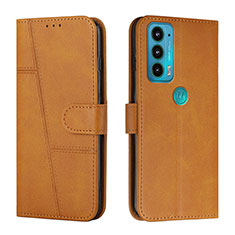 Funda de Cuero Cartera con Soporte Carcasa Y01X para Motorola Moto Edge 20 5G Marron Claro