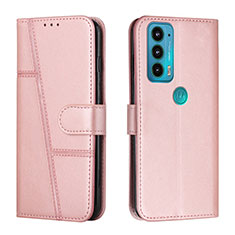 Funda de Cuero Cartera con Soporte Carcasa Y01X para Motorola Moto Edge Lite 5G Oro Rosa